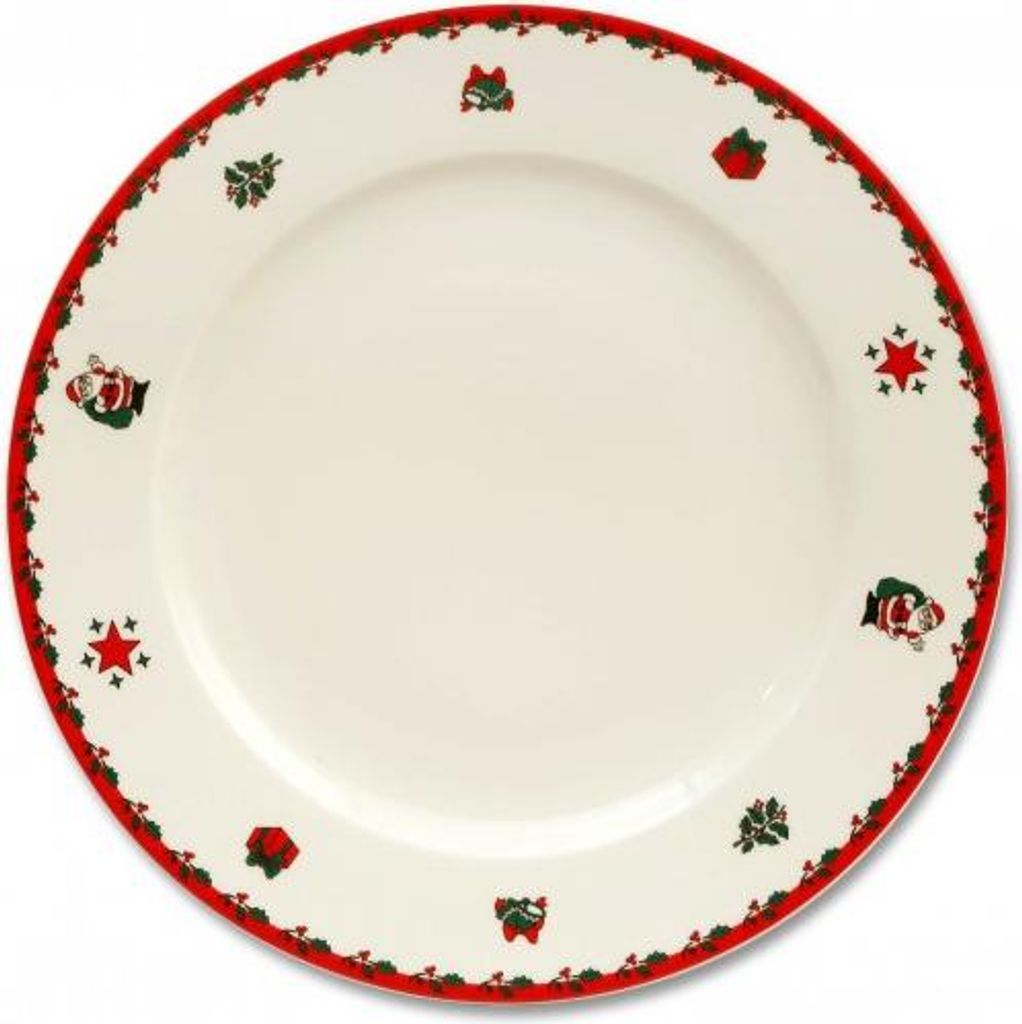 Thun 1794 Flacher Teller mit Weihnachtsmotiven, Elfenbein, 27 cm, Thun
