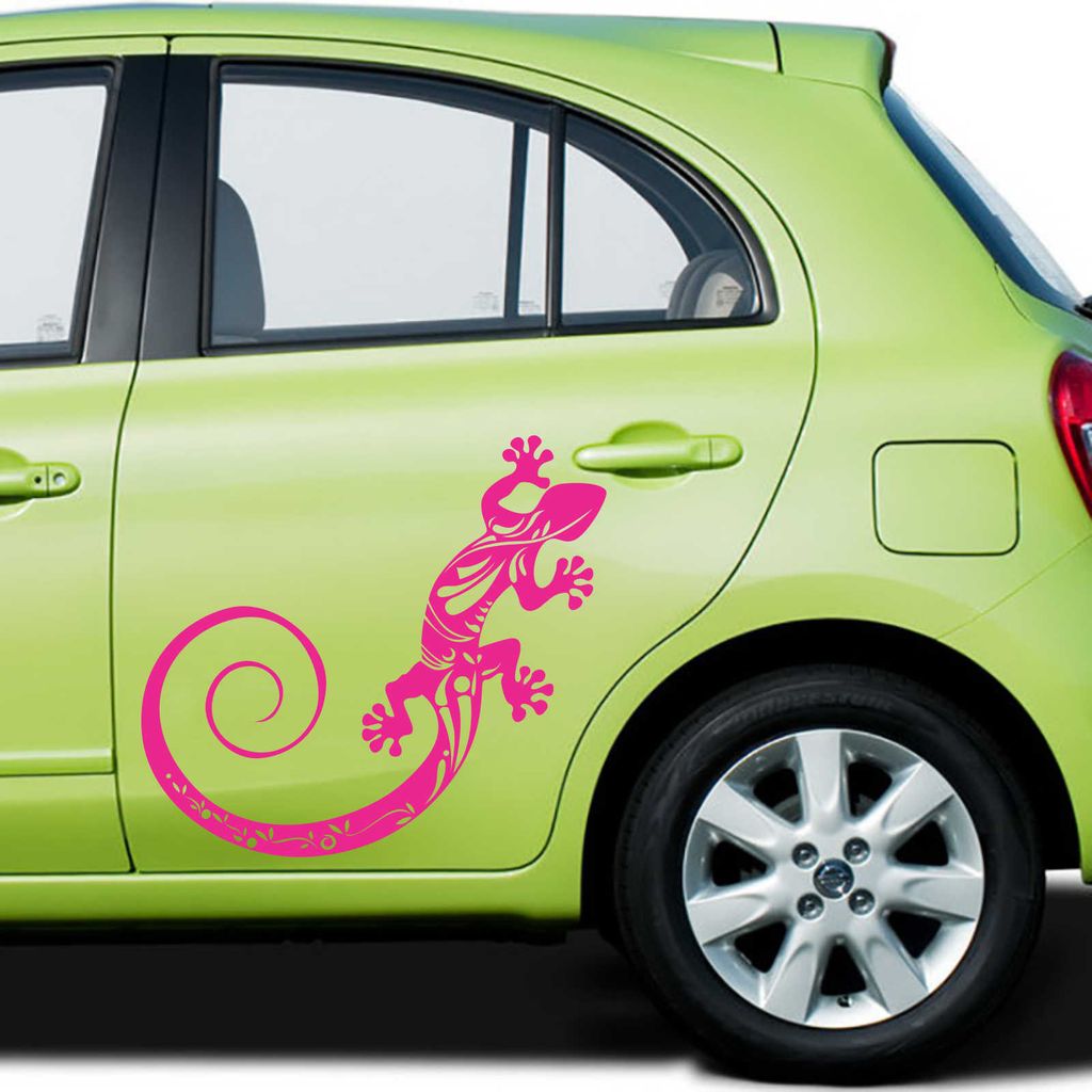Aufkleber - Autoaufkleber "Gekko Tribal XL" 110cm x 60cm pink - Tuning Carystyling Heckscheibe Auto