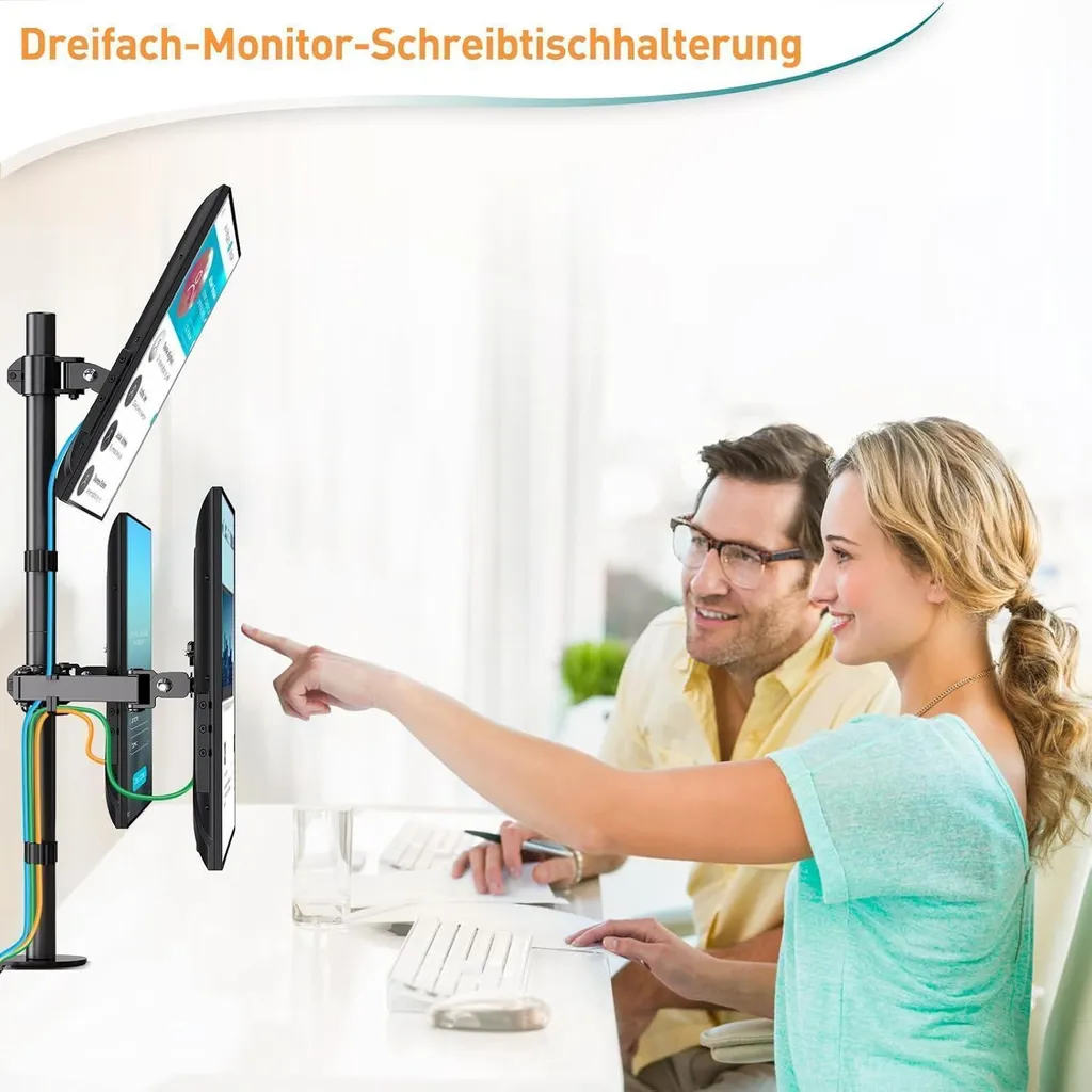 Support Écran Triple Ergonomique Réglable avec Capacité 8kg par Bras