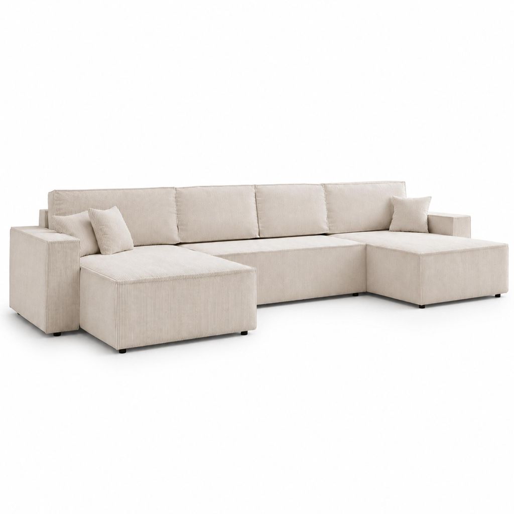 GOLDSTOFF Amalia U-Sofa mit Schlaffunktion Bettkasten – Produktbild 