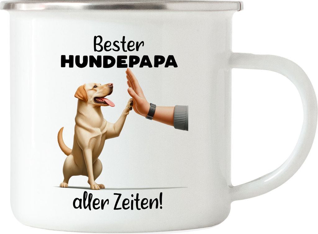 Bester Hundepapa aller Zeiten Golden Retriever Hund und Hand High Five Emaille Tasse - Hundeliebhaber Freude