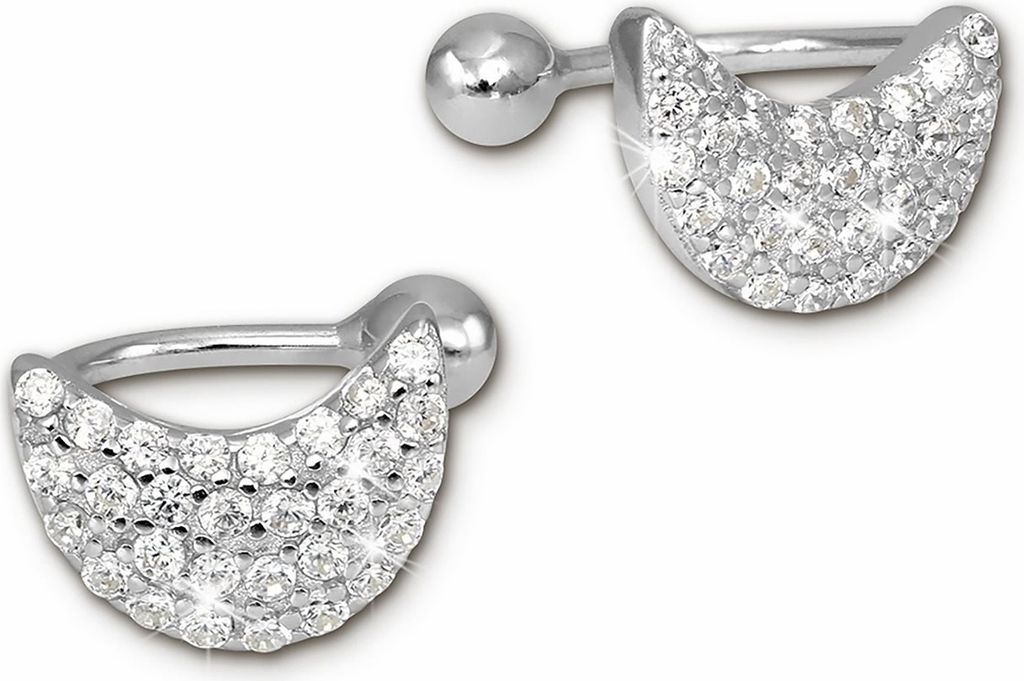 SilberDream weiß Ohrringe Halbmond Ear Cuff Zirkonia Silber Ohrklemmen GSO437W