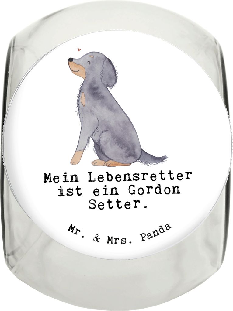Mr. & Mrs. Panda leckerlidose Gordon Setter Lebensretter XL 2000ml - Weiß - Geschenk, Dose, schraubglas, Shetter, Leckerli, Jagdhund, glasbehälte...