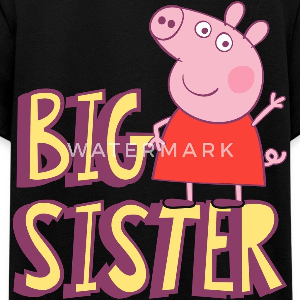 Spreadshirt Peppa Wutz Ich Bin Eine Große Schwester Kinder Premium T-Shirt, 110/116 (4 Jahre), Schwarz