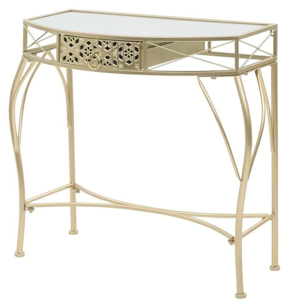 Beistelltisch im französischen Stil aus Metall in Gold, Konsolentisch für den Flur