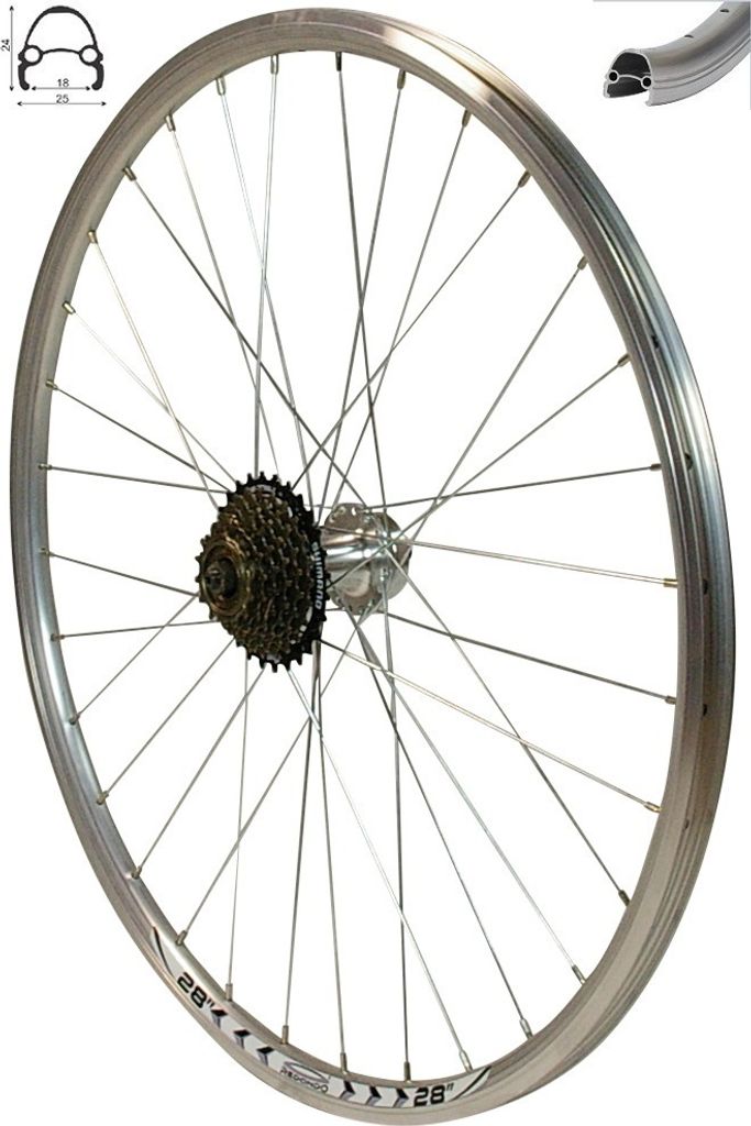 REDONDO 28 Zoll Hinterrad Laufrad Felge QR Silber Disc + 7 Produktbild