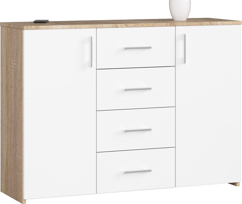 Kommode AKORD K45 Sonoma-Eiche 110 cm 2 Türen 4 Schubladen Produktbild 