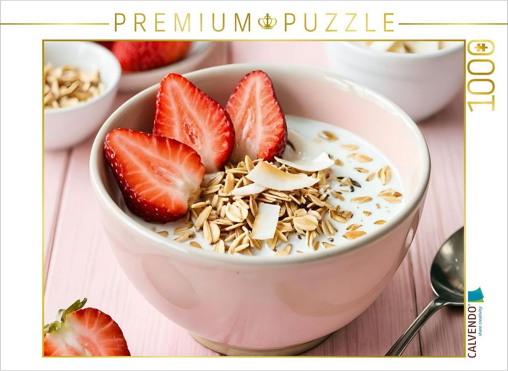CALVENDO Puzzle Müsli Stillleben - Erdbeersüße und Kokosduft | 1000 Teile Lege-Größe 64x48cm Foto-Puzzle für glückliche Stunden