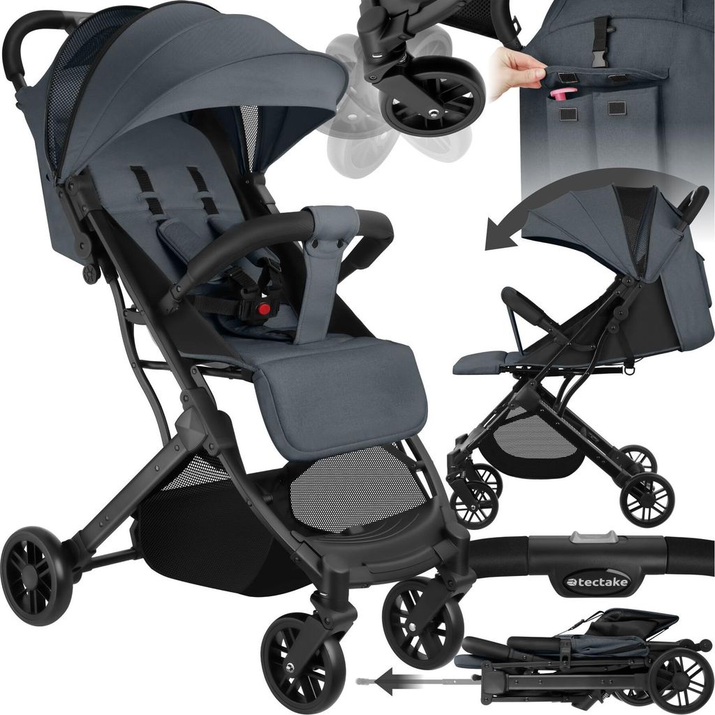 tectake® Buggy-Kinderwagen Finn Einhand-Klappmechanismus, Produktbild 