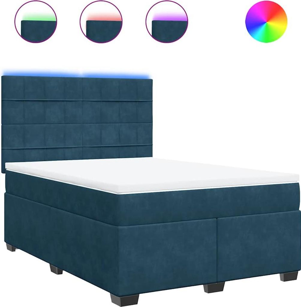 vidaXL Boxspringbett mit Matratze Blau 160x200 cm Samt