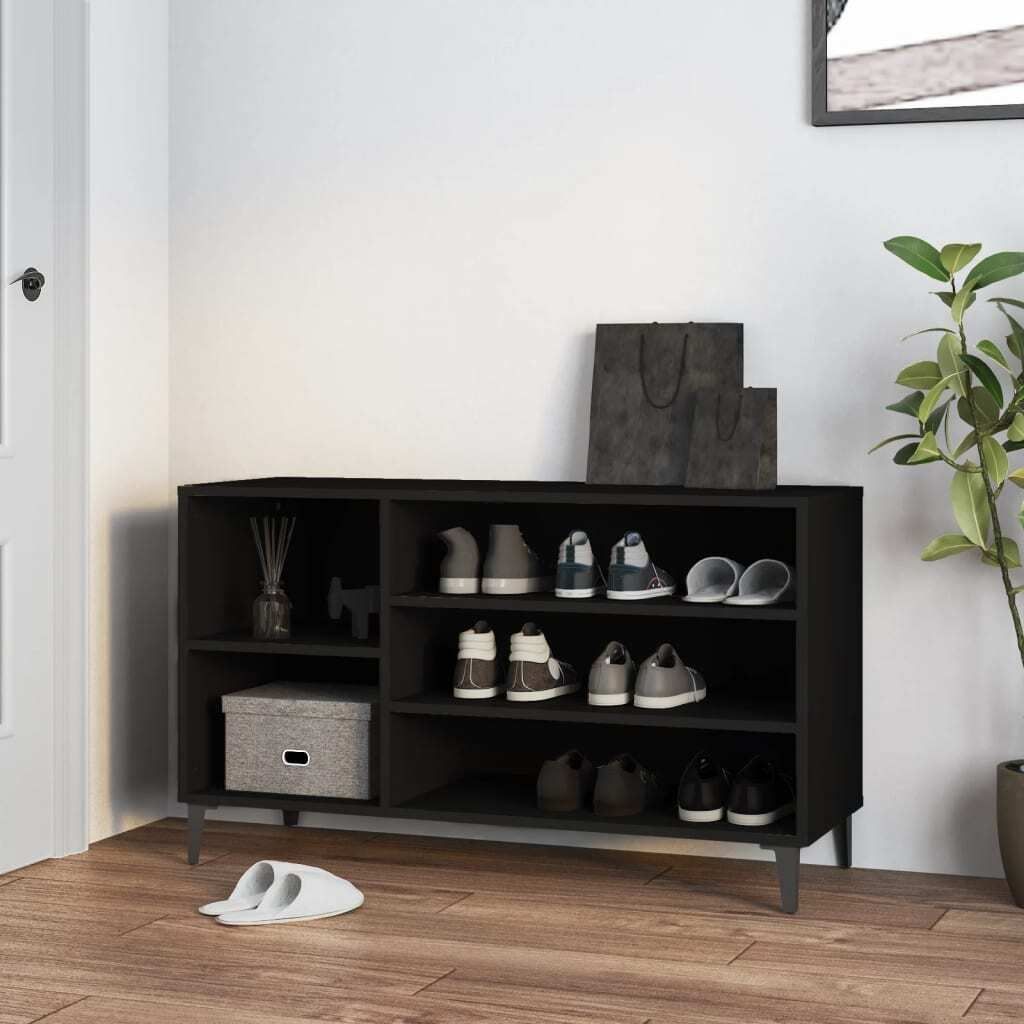 The Living Store Schuhregal Schwarz 102x36x60 cm Holzwerkstoff