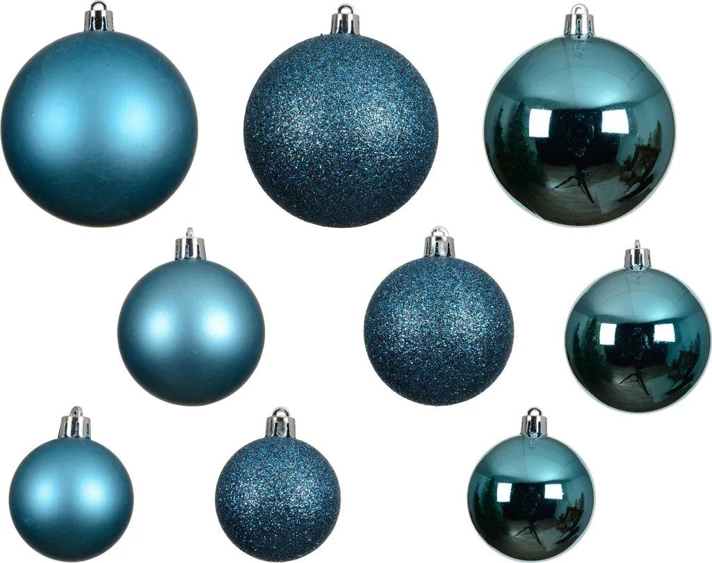 Boules de Noël Bleues Antichoc - Lot de 30 Déco Sapin 4-6cm Folk