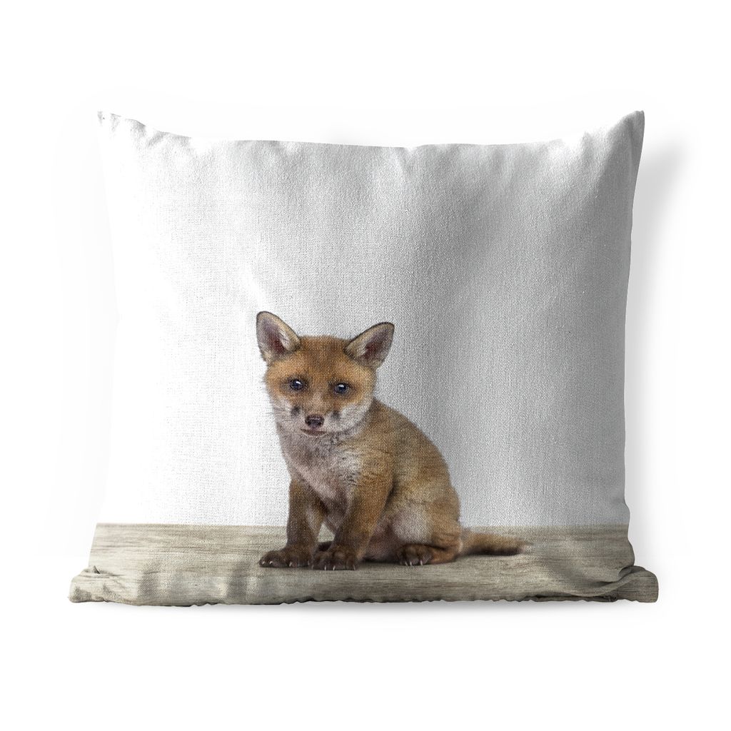 MuchoWow Outdoor Kissen - Fuchs - Baby-Fuchs - Kinder - Mädchen - Jungen - 50x50 cm - Wetterfest - Lounge Kissen - Komfortabel - Kissen mit Bild