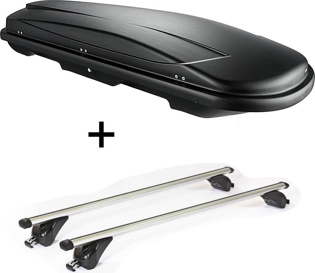 Dachbox VDPJUXT600 600Ltr abschließbar + Dachträger/Relingträger VDP KING1 kompatibel mit für Hyundai ix35 (5 Türer) 10-15