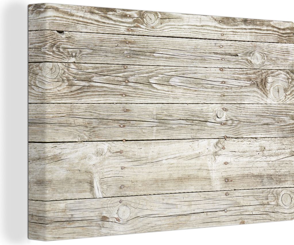 OneMillionCanvasses - Leinwandbilder - 140x90 cm, Eine helle Holzwand als Hintergrund, Wandbilder Kunstdruck Wanddekoration - Foto auf Leinwand -...