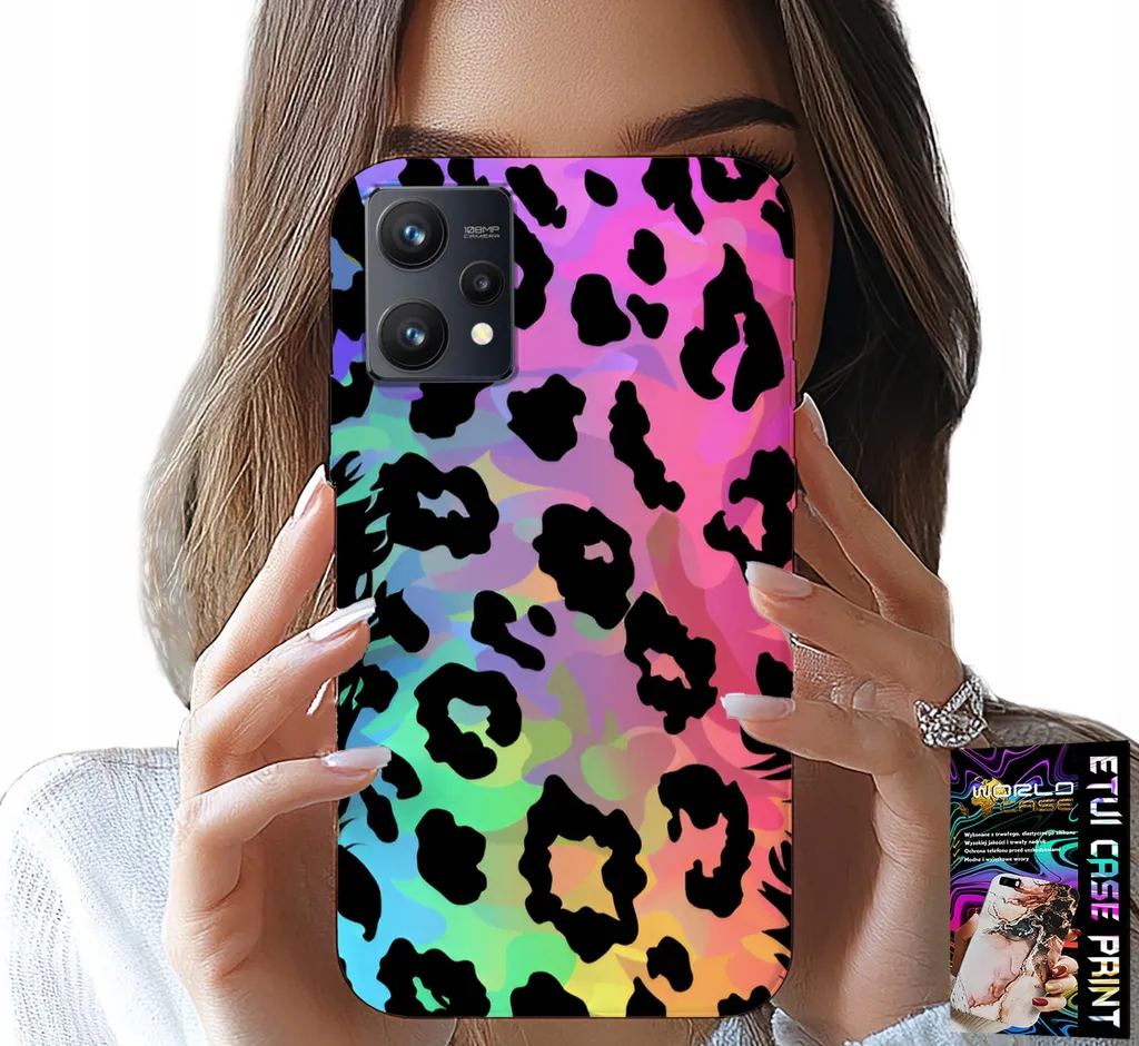 Custodia Elegante Realme 9 Pro Vetro Pantera Arcobaleno Retro Edition