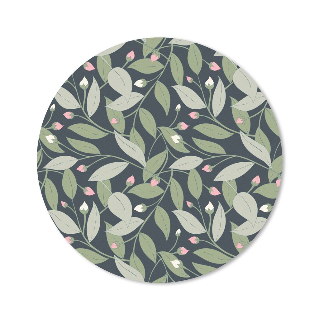 MuchoWow Mauspad Mousepad Blumen - Blätter - Muster 30x30 cm - Mousepads - Maus Mat - Pad - Mausunterlage - Tischunterlage - Schreibtischmatten