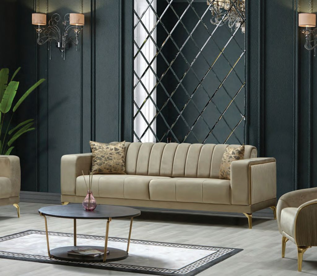 Graues Edelstahlsofa Wohnzimmer Polstercouchen Designer Textil Möbel