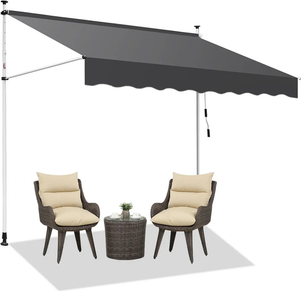Tenda da Sole a Morsetto Clanmacy 400cm Grigio | Installazione Rapida