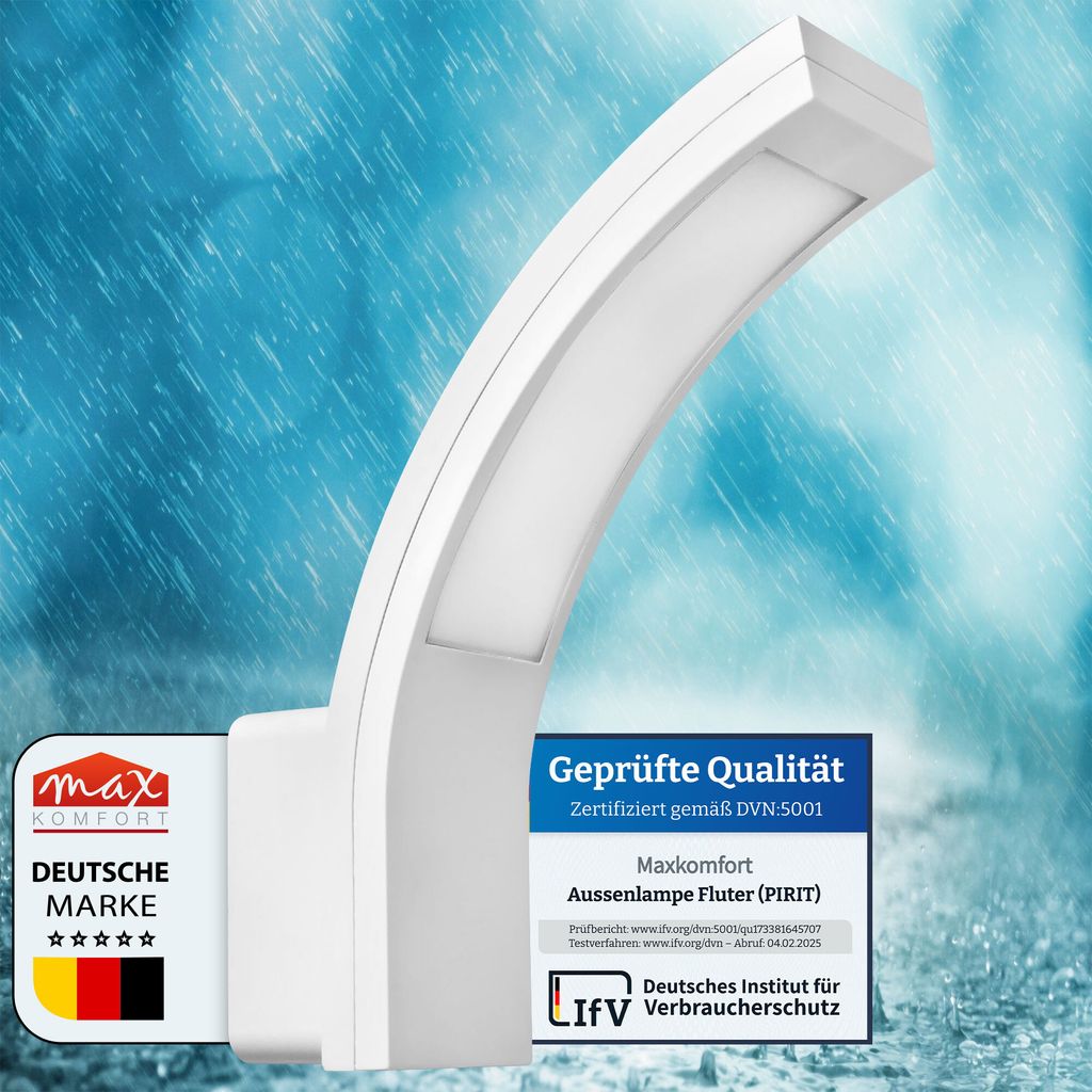 LED Außenwandleuchte "PIRIT" Weiß | 15W Strahler | IP54 | 4000K Neutralweiß | 900lm | 120° Abstrahlwinkel | Witterungsbeständig | 230V Aussenl...