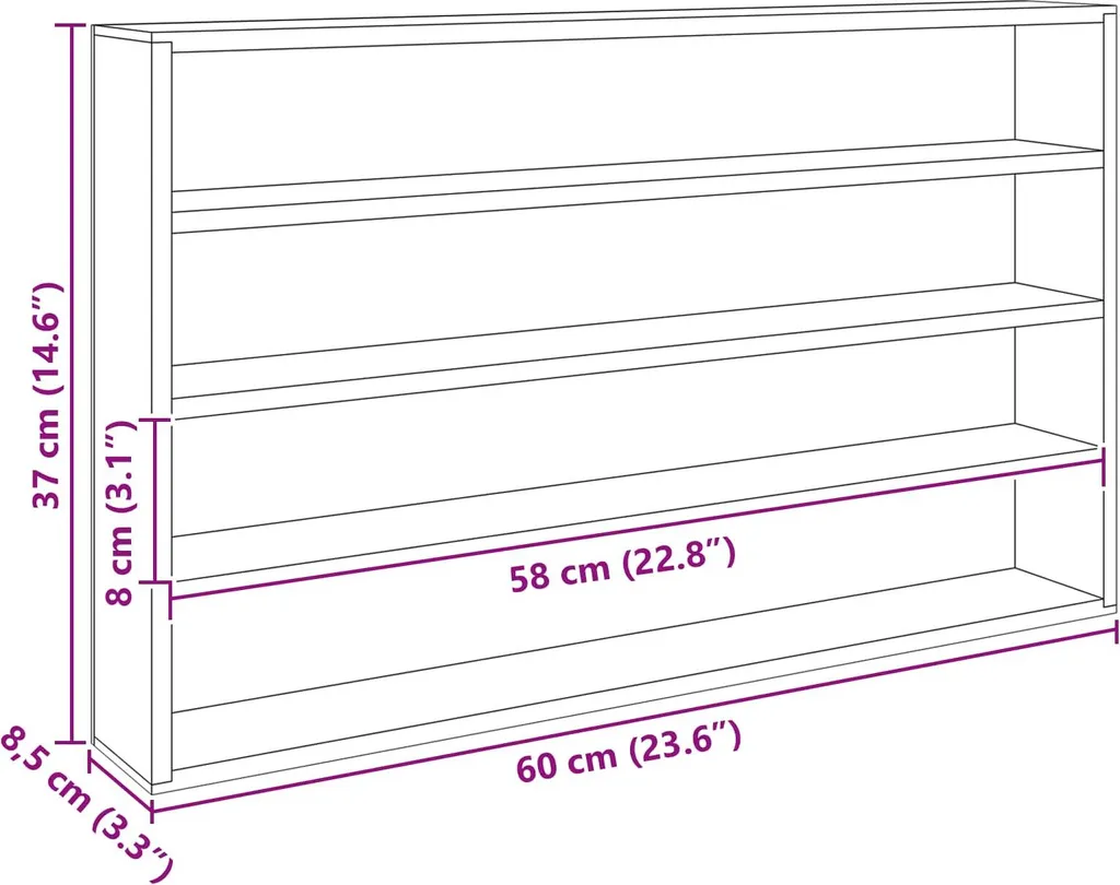 Scaffale Maison Exclusive Beige 60cm - Espositore Design Materiale Ligneo - 7