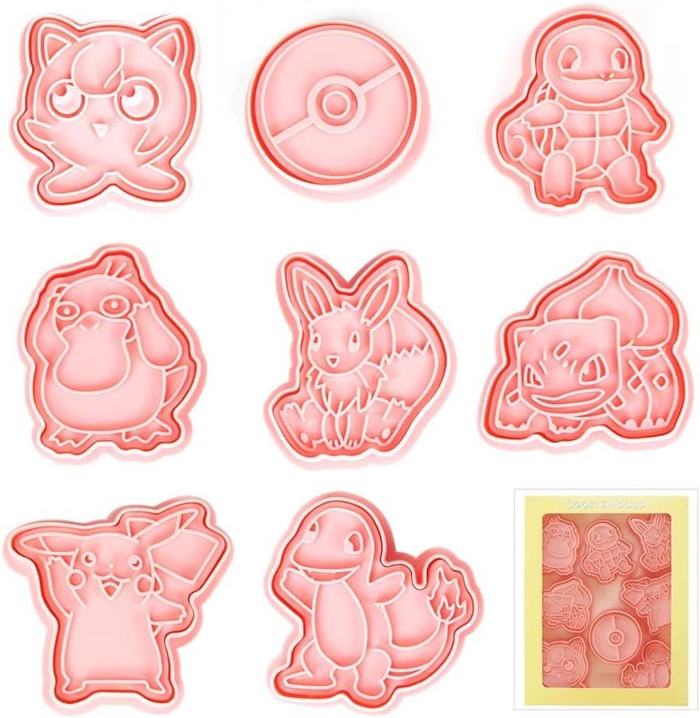 Ausstechformen für Kinder, 8-teilig, Tierausstechformen, Fondantausstecher, Brot- und Gemüseausstecher für Kinder, Sandwichausstecher (Anime)