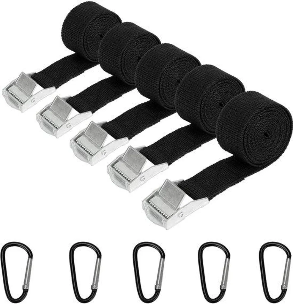Sangle à boucle et mousqueton 1,5m pour arrimage de chargement - 5 unités