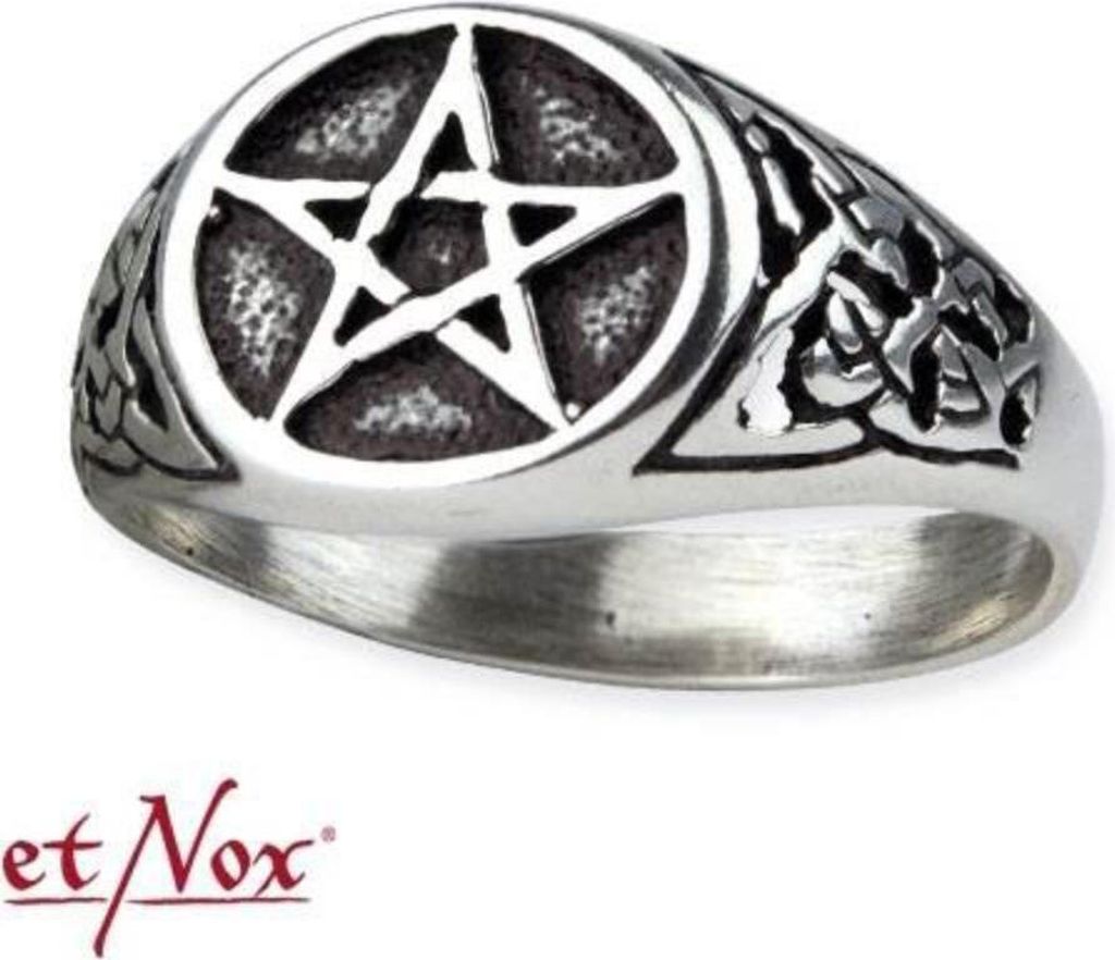 Pentagramm Ring: etNox Silber Schmuck für Damen und Herren 60 (19.1 mm Ø)
