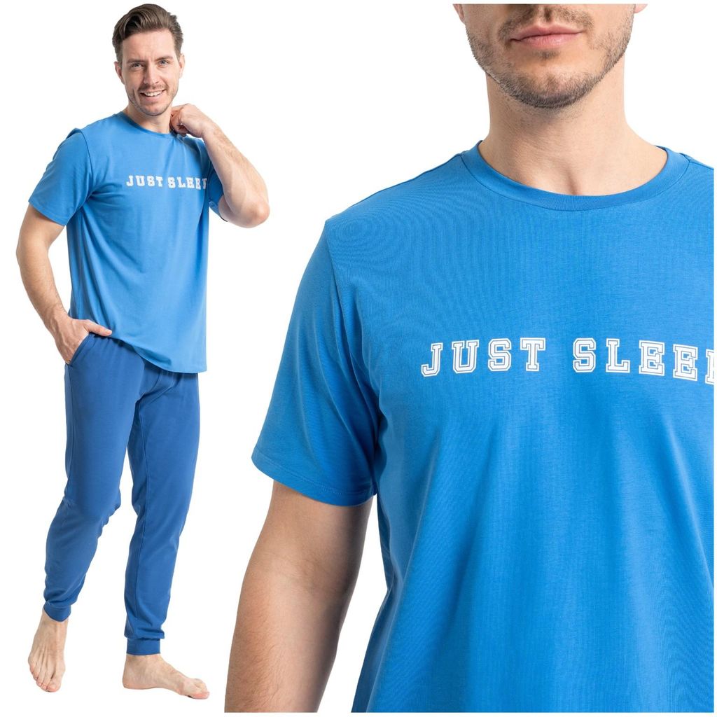 Moraj Herren Pyjama Schlafanzug – Blau, Größe XXL, bequem