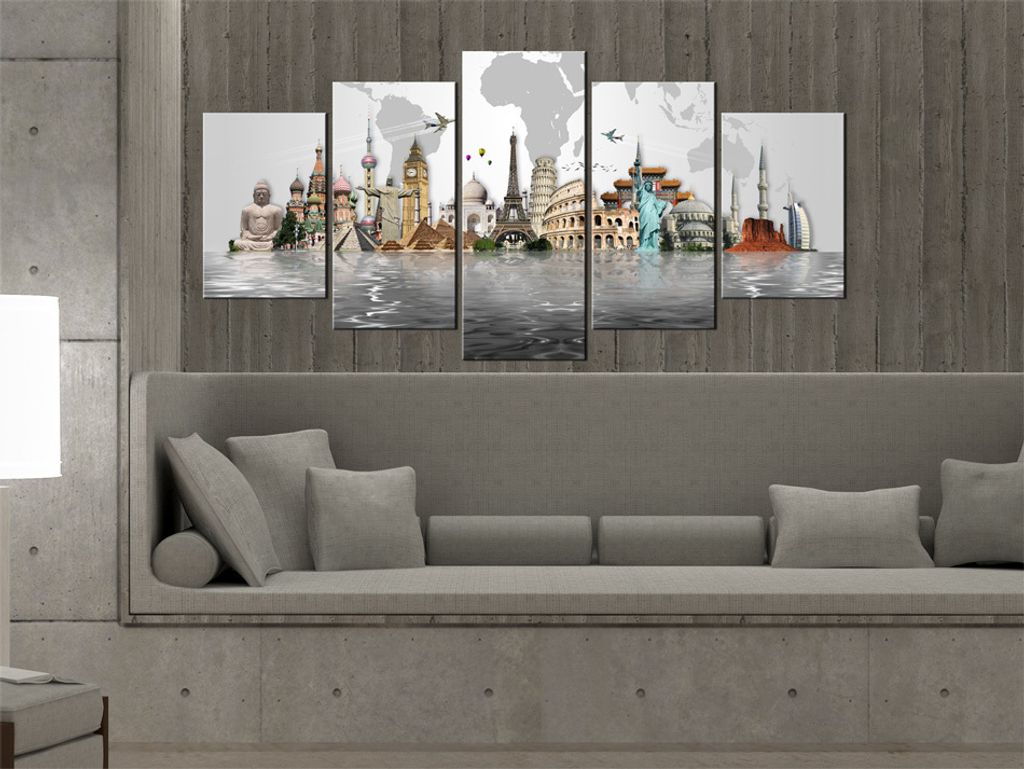 Akustikbild Architecture 200x100 cm Bilder Akustikschaum Hochleistungsschallabsorber Schallschutz Leinwand 5 tlg Wandbild Raumakustik Schalldämmun...