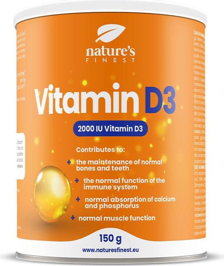 Vitamin D3 Pulver – 2000 IU pro Dosis – Unterstützung für Immunsystem, Knochen und Muskeln – Nature's Finest – 150 g