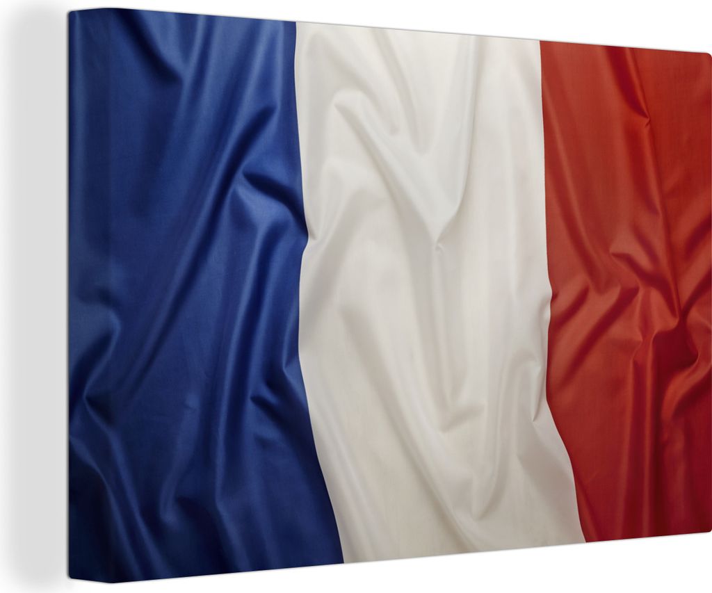 OneMillionCanvasses - Leinwandbilder - 140x90 cm, Nahaufnahme der Flagge von Frankreich, Wandbilder Kunstdruck Wanddekoration - Foto auf Leinwand...