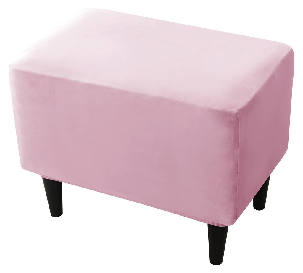 Hockerbezug / Poufbezug für Fußhocker und Pouf – Rosa, Premium Velours, weich, elastisch, passgenauer Schutzbezug