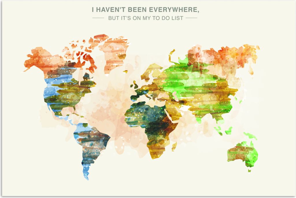 MuchoWow Poster Weltkarte - Farbe - Farben 120x80 cm - Bilder