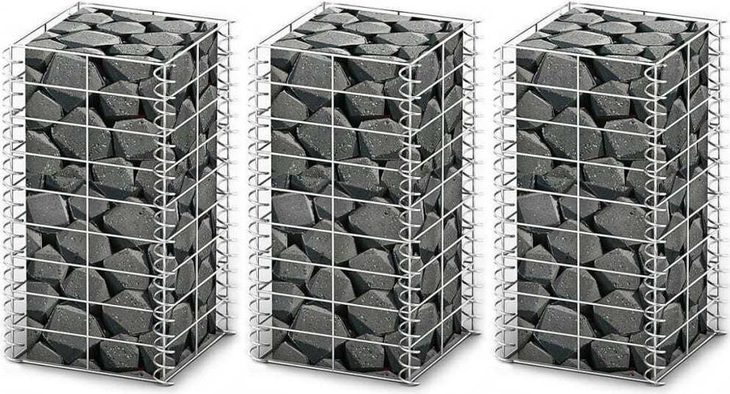 Gabionen-Set 3-tlg. Verzinkter Draht 25×25×50 cm