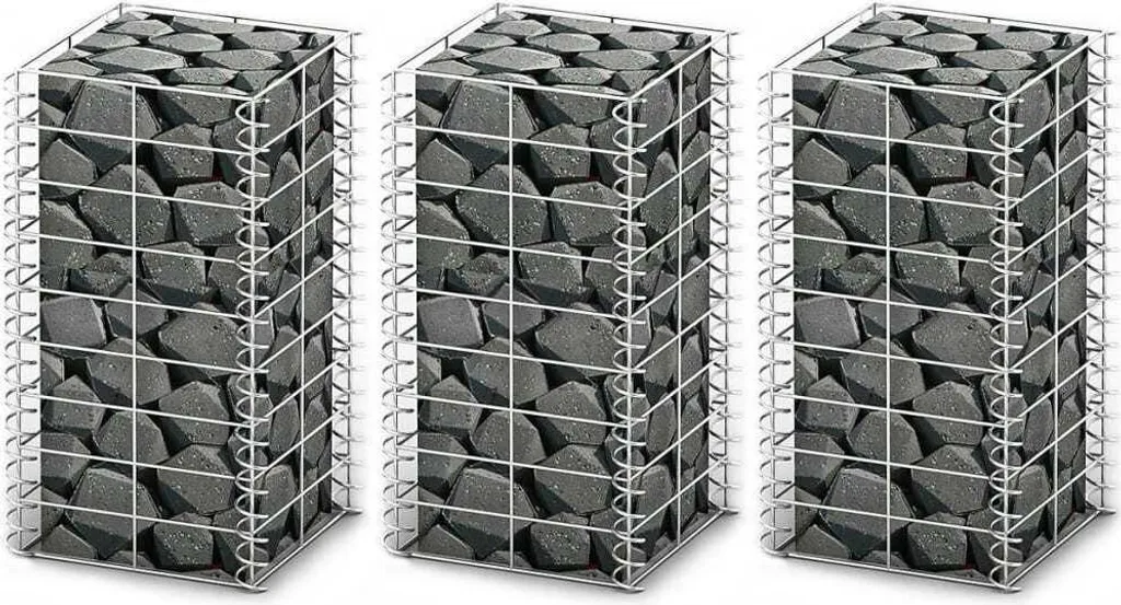 Cage à gabion décorative en acier galvanisé lot de 3 unités 25x25x50cm