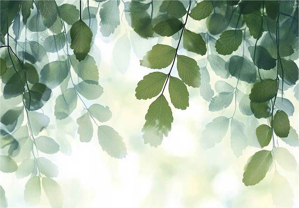 Fototapete Grün Blätter - Tapete Wohnzimmer - 400x280 cm - inklusive kleister - Vlies Tapete - Vliestapete - Wohnzimmer - Schlafzimmer - Küche -...