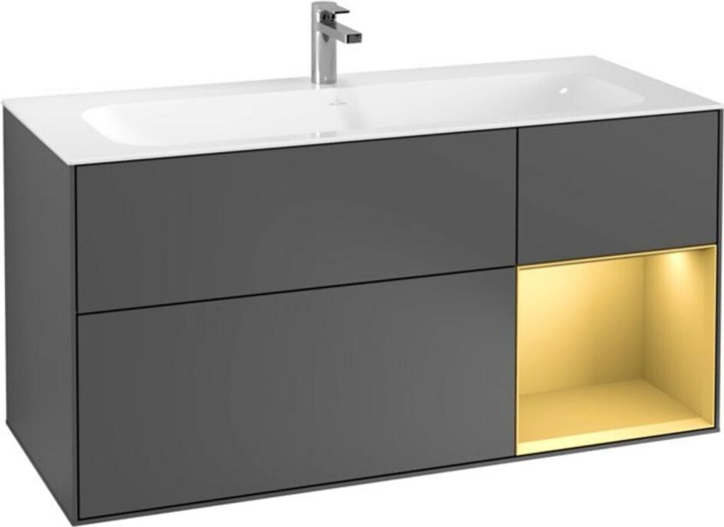 V&B Waschtischunterschrank Wandbeleuchtung Finion 119,6x59,1cm, Reg re gol m, Anthrac. m