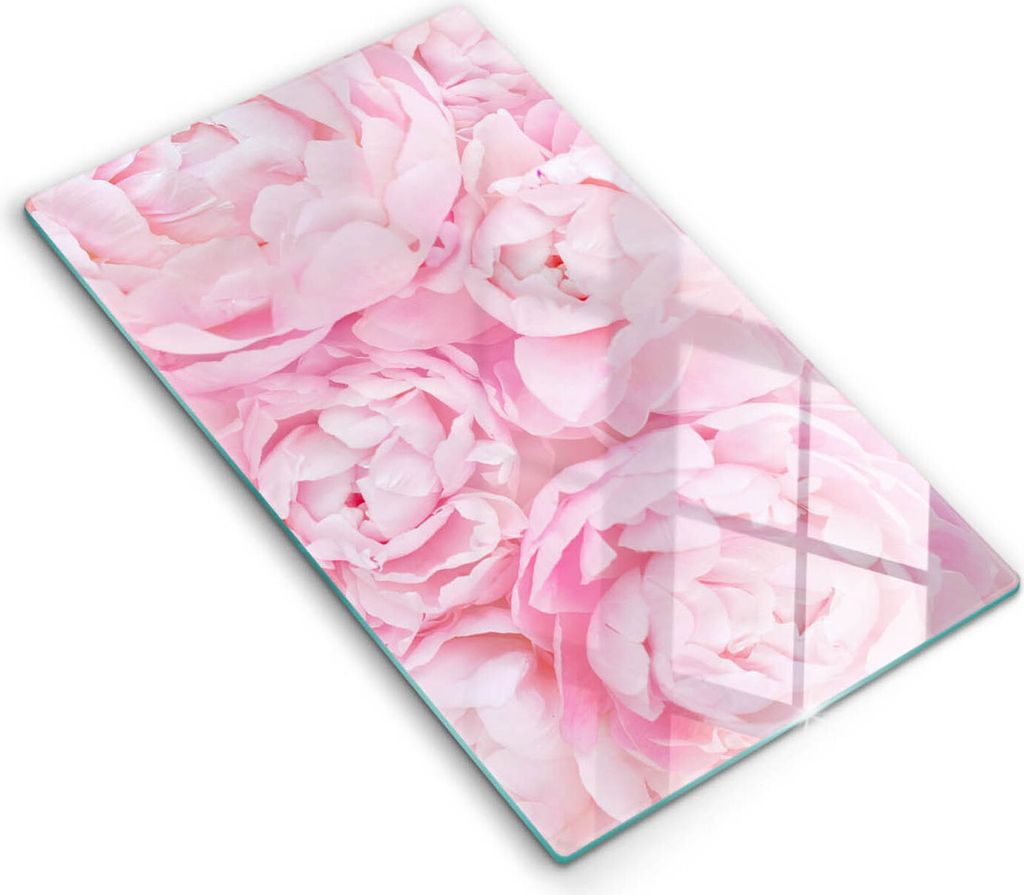 Abdeckung Glas - Küchenabdeckung - 30x52 cm - Abdeckplatte - Zarte Pfingstrosen