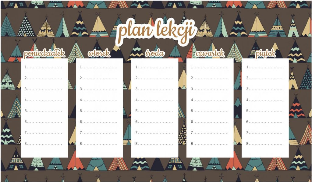 Magnetischer Unterrichtsplan Cartoon Tipi 30x17,5CM