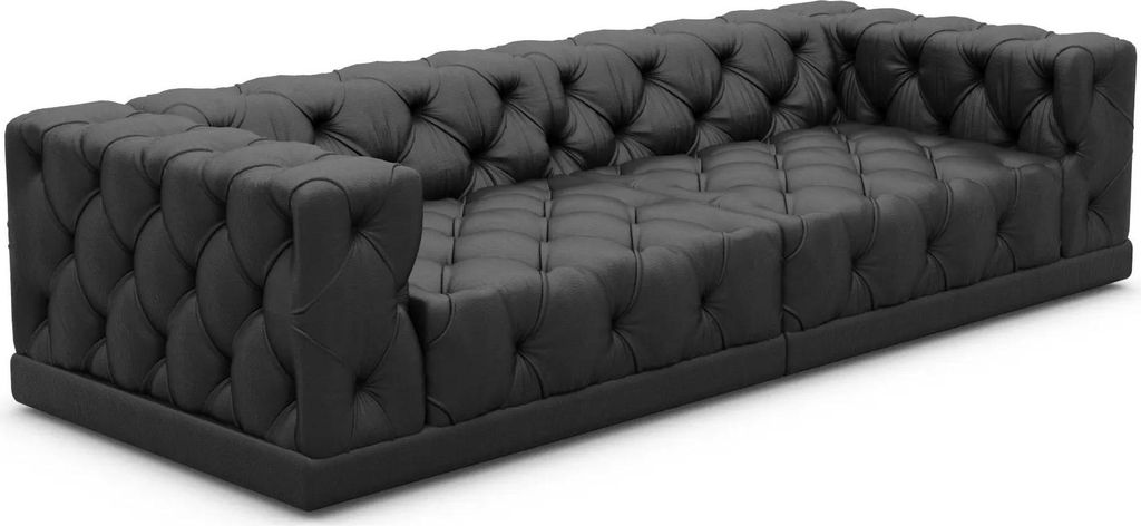 Kunstleder 4-Sitzer Couch Meliva Schwarz