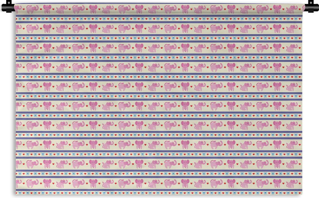 MuchoWow Wandteppich Wandbehang Rosa - Elefant - Linie - Design 120x80 cm Tapisserie Dekoration Wandtuch - Wanddekorationen - Wandtücher