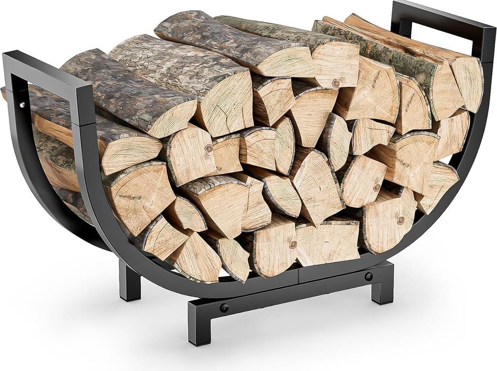 Kaminholzregal Metall, U-f?rmigen Brennholzregal fš¹r innen und au?en, Kaminholzkorb Kaminholzst?nder fš¹r Holz, Zeitung oder Brennholz, 44x19x5cm