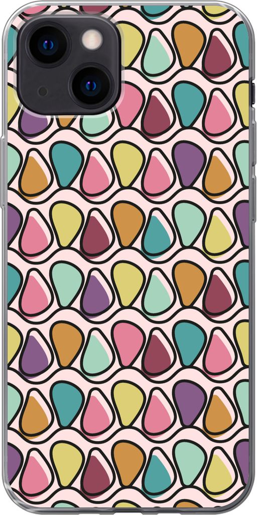 MuchoWow Handyhülle Schutzhülle Hülle für Telefoonhoesje iPhone 13 mini Muster - Oval - Pastell Silikon Softcase Handy Hülle - Softcase