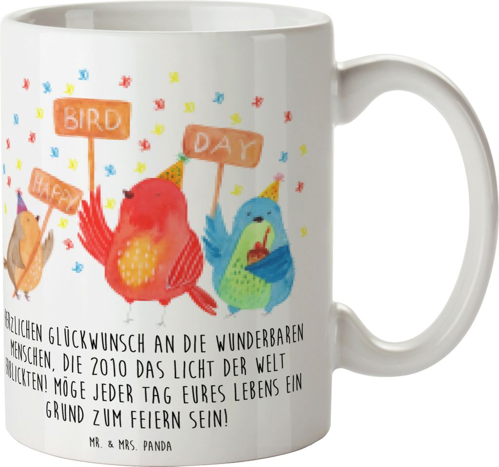 Mr. & Mrs. Panda Tasse mit Motiv 2010 Geburtstag - Weiß - Geschenk, Geburtstagsgeschenk, unglaubliche Reise, cappuccinotasse, Happy Birthday, Kaff...