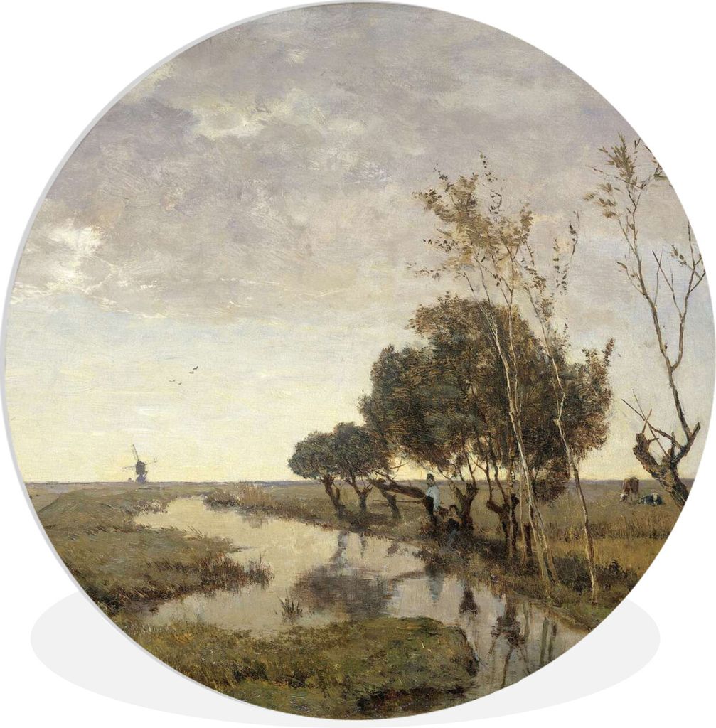 MuchoWow Rundes Wandbild - Runde Bilder Ein Kanal bei Abcoude - Gemälde von Paul Joseph Constantin Ø 90 cm Kreis Wanddekoration Kunststoff - Wa...