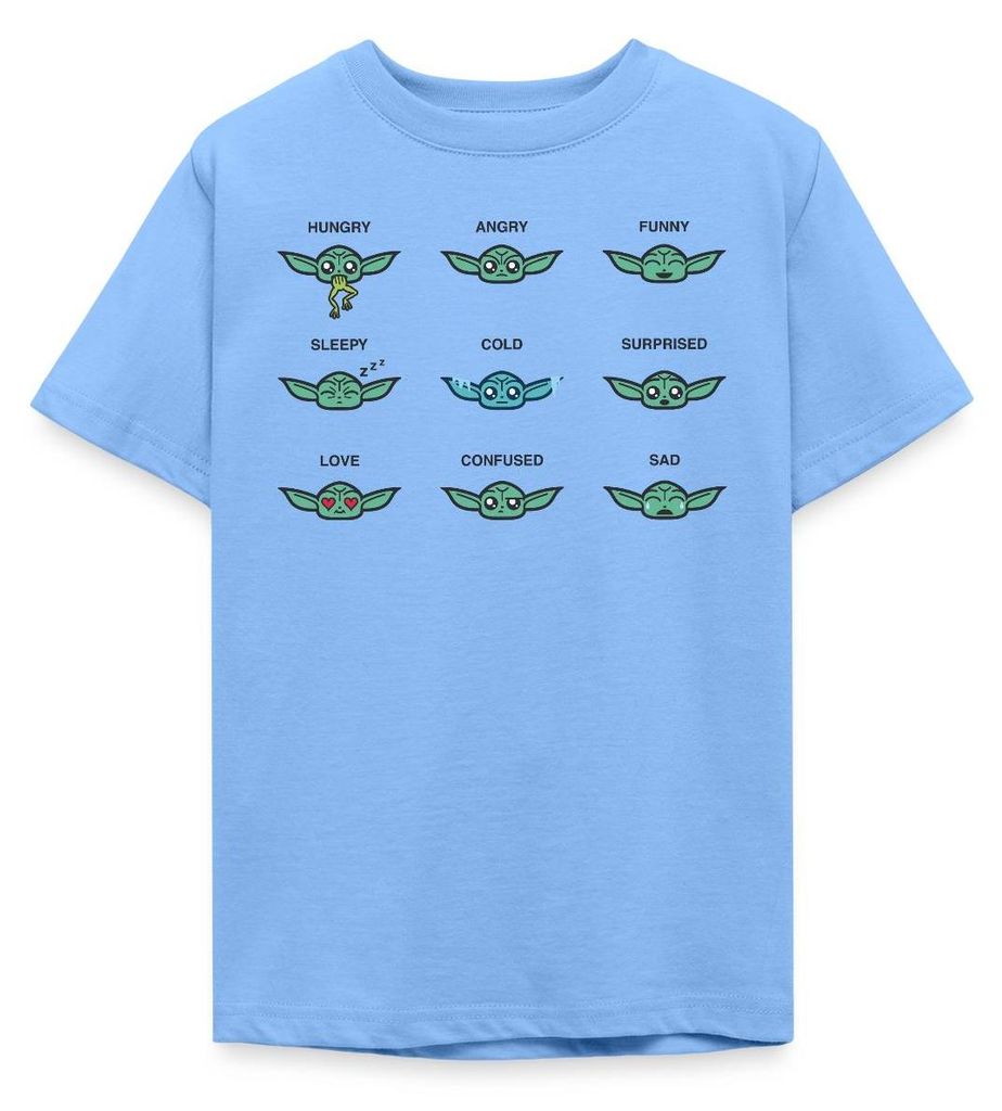 Star Wars: Mandalorian Grogu Emotionen Teenager T-Shirt, 152/164 (12-14 Jahre), Himmelblau