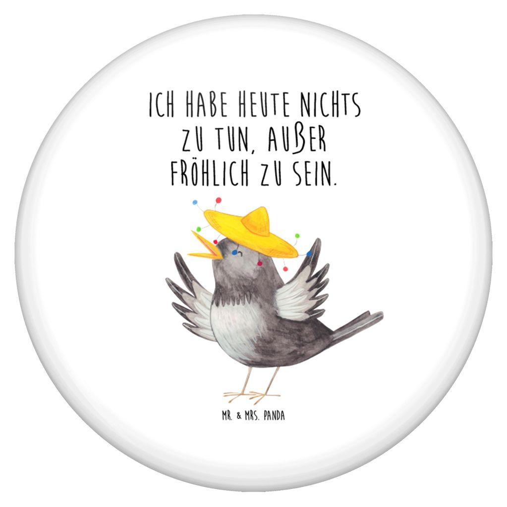 Mr. & Mrs. Panda Pin Rabe Sombrero - Weiß - Geschenk, Anstecker, glücklich sein, Lustige Sprüche, Button, Vogel, Elster, Plakette, Motivation, A...