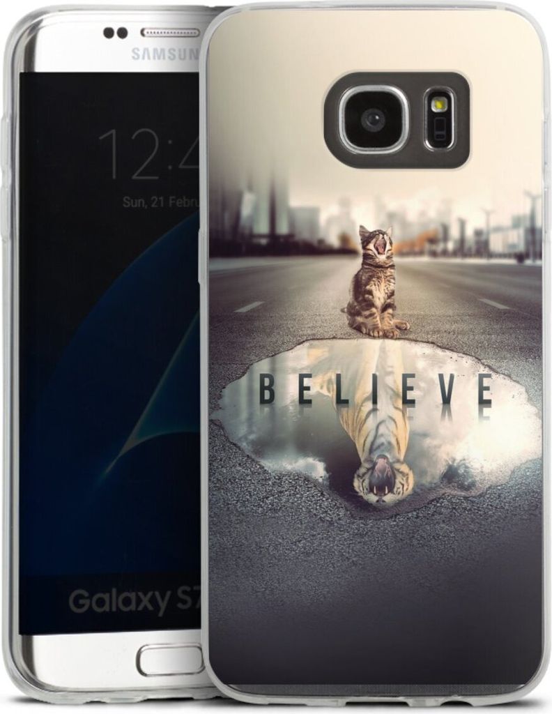 DeinDesign Slim Hülle für Samsung Galaxy S7 Edge Silikon Case Ultra Dünn Handyhülle Motivation Tiere Tiger