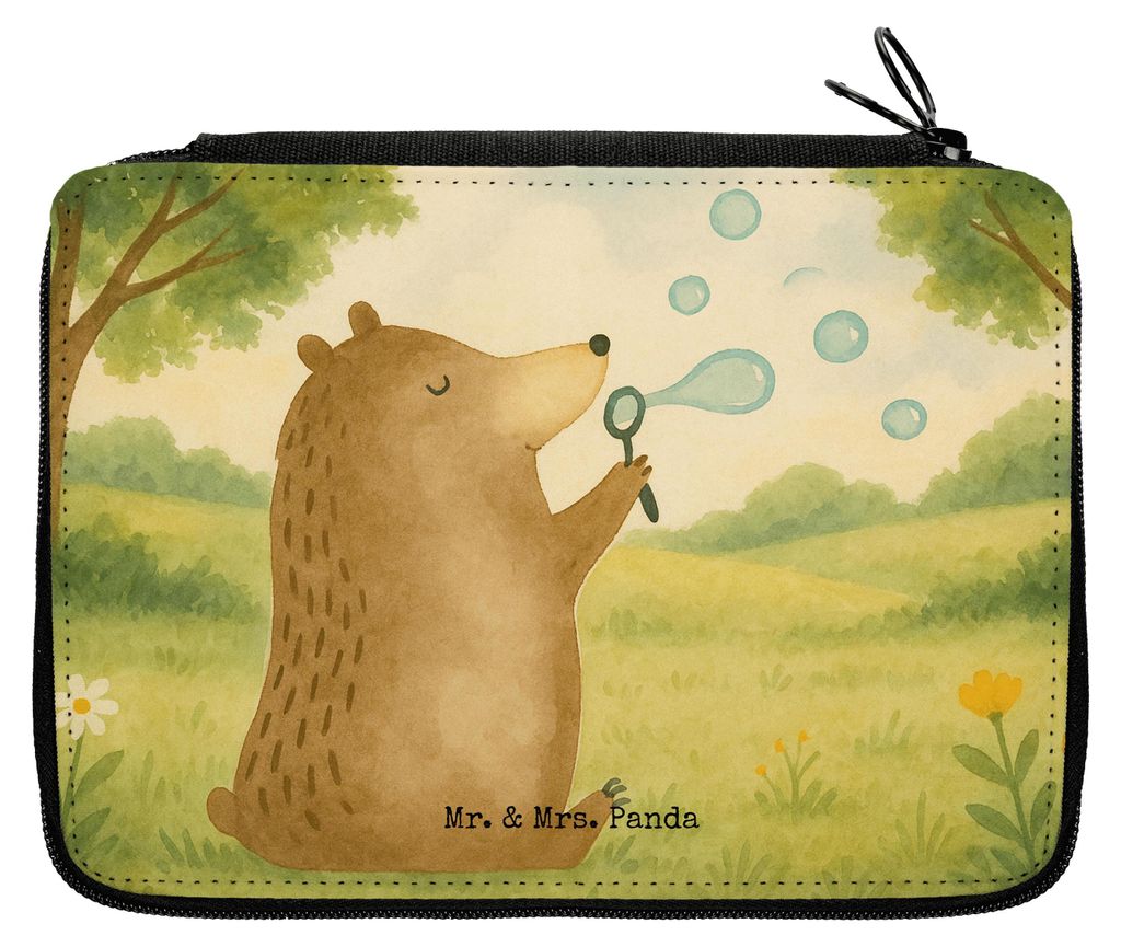 Mr. & Mrs. Panda Federtasche Bär Seifenblasen Design - Weiß - Geschenk, Mäppchen, Teddy, Bleistiftetui, Lustig Sein Glücklich Traurig Happy, Fe...